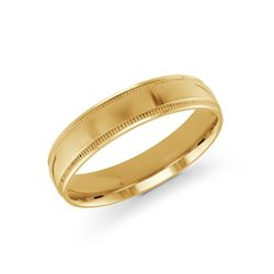 MARKS SIGNATURE Men's Carved Band (No Gemstone) in 14 Karat Yellow Gold 5MM