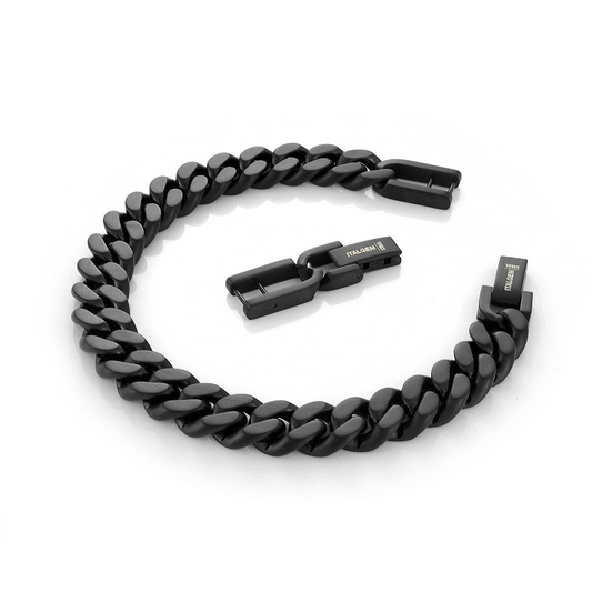 Curb Link Bracelet (No Stones) in Stainless Steel Black