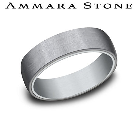 Tantalum white carved band, satin finish.