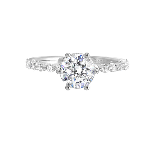 Floral diamond ring in white gold.