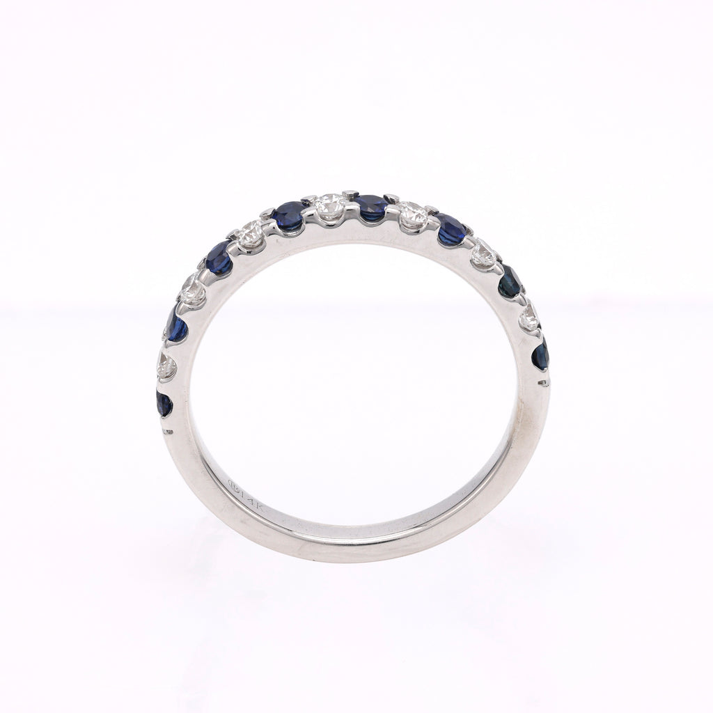 14K white gold ring with sapphires, diamonds.