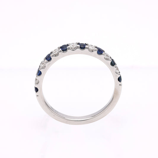 14K white gold ring with sapphires, diamonds.