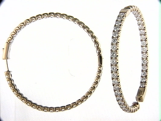 Large Hoop Natural Diamond Earrings in 14 Karat Yellow with 8.00ctw Round Diamonds