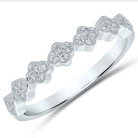 Natural Diamond Stackable Ladies Wedding Band in 10 Karat White with 0.19ctw G/H SI2 Round Diamonds