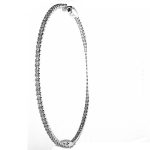 Large Hoop Natural Diamond Earrings in 14 Karat White with 3.57ctw Round Diamonds