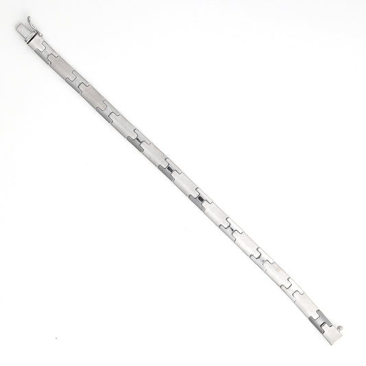 14K white gold alternating link bracelet.