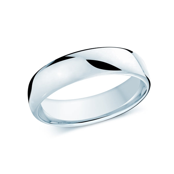 14K white gold polished carved band.