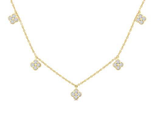 ReMARKable Designs Station Natural Diamond Necklace in 14 Karat Yellow Gold with 0.50ctw Various Shapes Diamonds