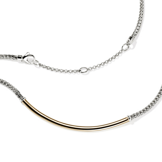 Bar Necklace (No Stones) in Sterling Silver - 14 Karat White - Yellow