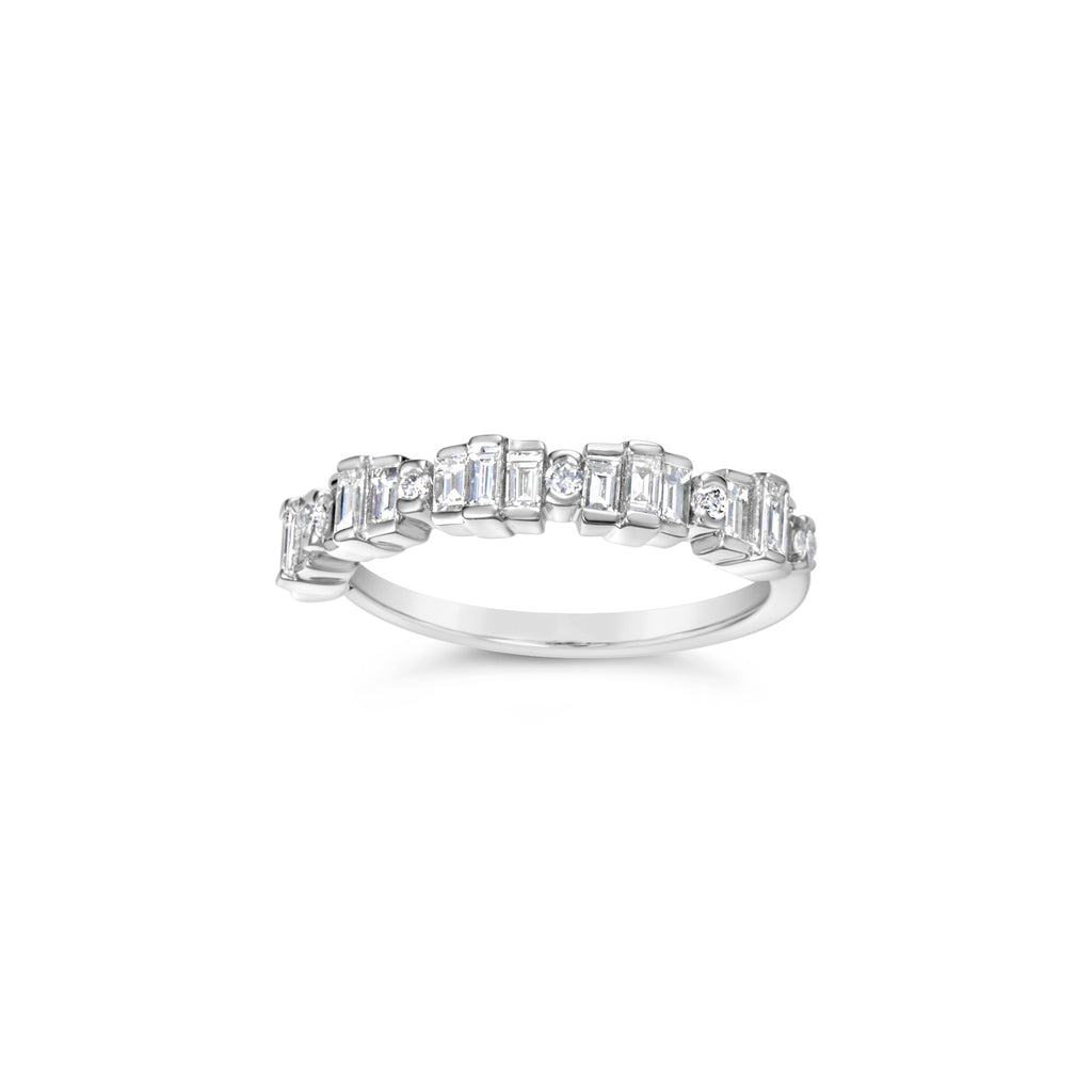 Earth Mined Diamond Ladies Wedding Band in 14 Karat White with 0.75ctw Various Shapes Diamonds