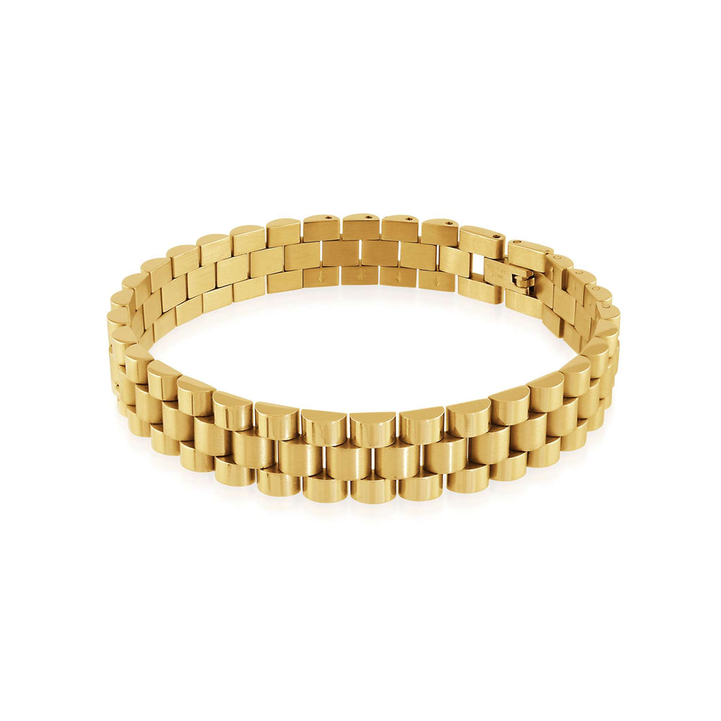 Yellow stainless steel Rolex link bracelet.