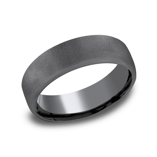 Dark grey tantalum band, textured finish.