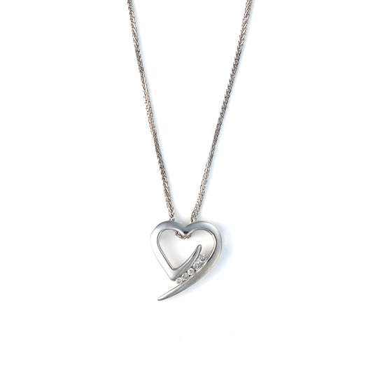 M Estate Collection Natural Diamond Necklace in 14 Karat White with 0.08ctw I/J I1 Round Diamonds