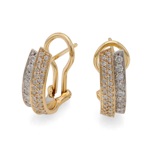 M Estate Collection Huggie Natural Diamond Earrings in 14 Karat White - Yellow with 0.47ctw H/I SI2-I1 Round Diamonds