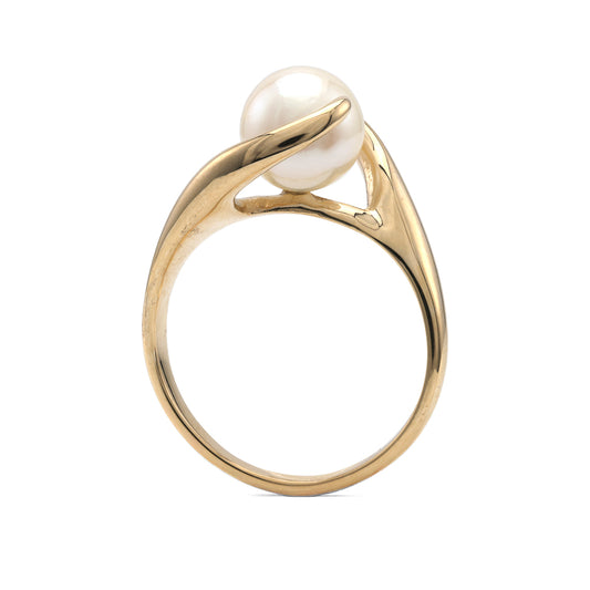 Marks Estate Department 2 Color Gemstone Ring in 14 Karat Yellow Gold with 1 Akoya Cream Pearl