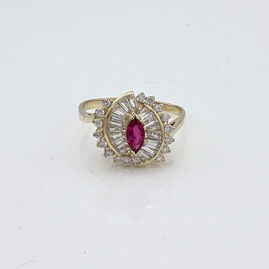 ReMARKable Estate Color Gemstone Ring in 14 Karat Yellow Gold with 1 Marquise Ruby 0.40ctw 6.28mm