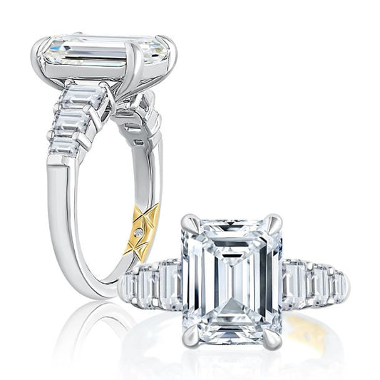 A. Jaffe Diamond Accent Mined Diamond Engagement Ring in 14 Karat White Gold with 1.26ctw Emerald Diamonds