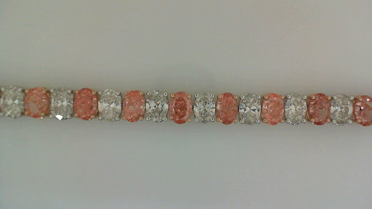 Oval-cut white and rose diamond bracelet.