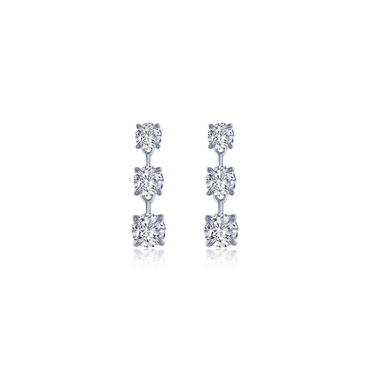 Drop Simulated Diamond Earrings in Platinum Bonded Sterling Silver 1.80ctw