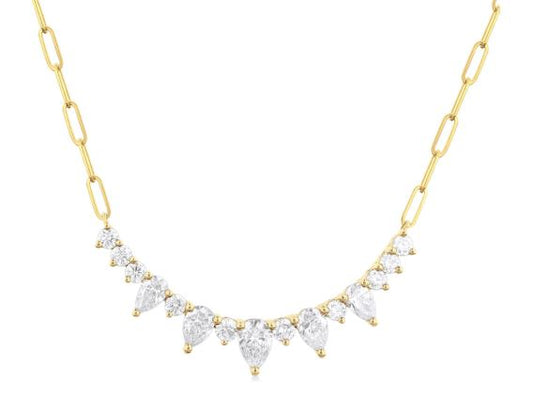 ReMARKable Designs Natural Diamond Necklace in 14 Karat Yellow Gold with 1.00ctw Various Shapes Diamonds
