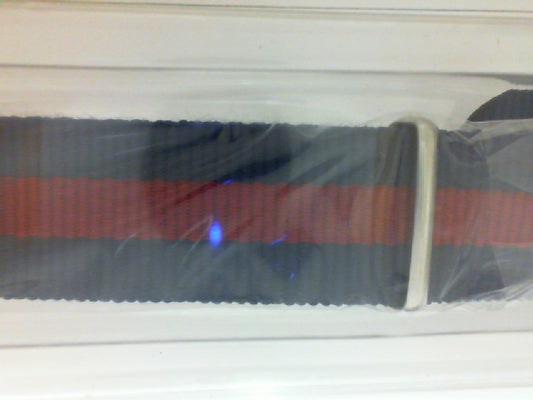 Blue and red nylon watch band.