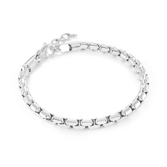 Box Bracelet (No Stones) in Stainless Steel White