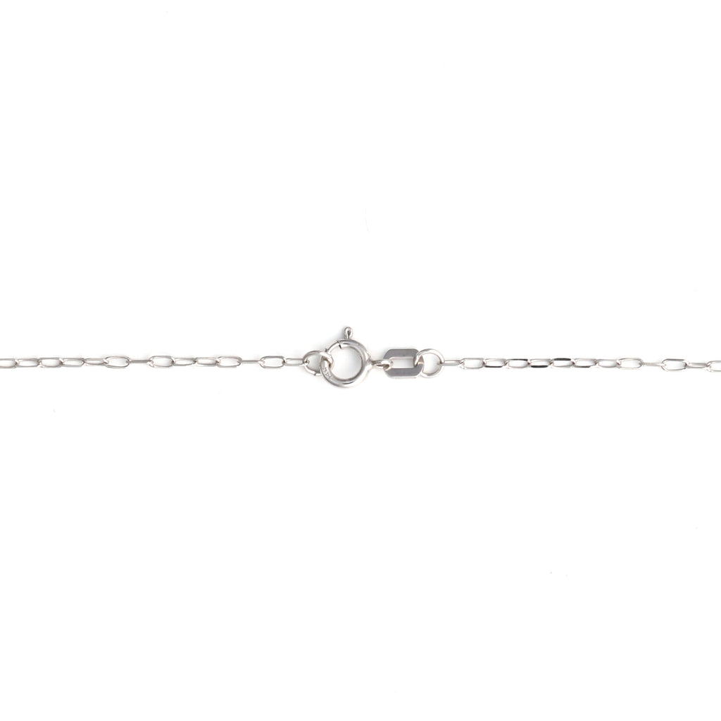 White gold paperclip chain necklace clasp.