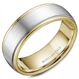 Bleu Royale Collection Carved Band (No Stones) in 14 Karat White - Yellow 7.5MM