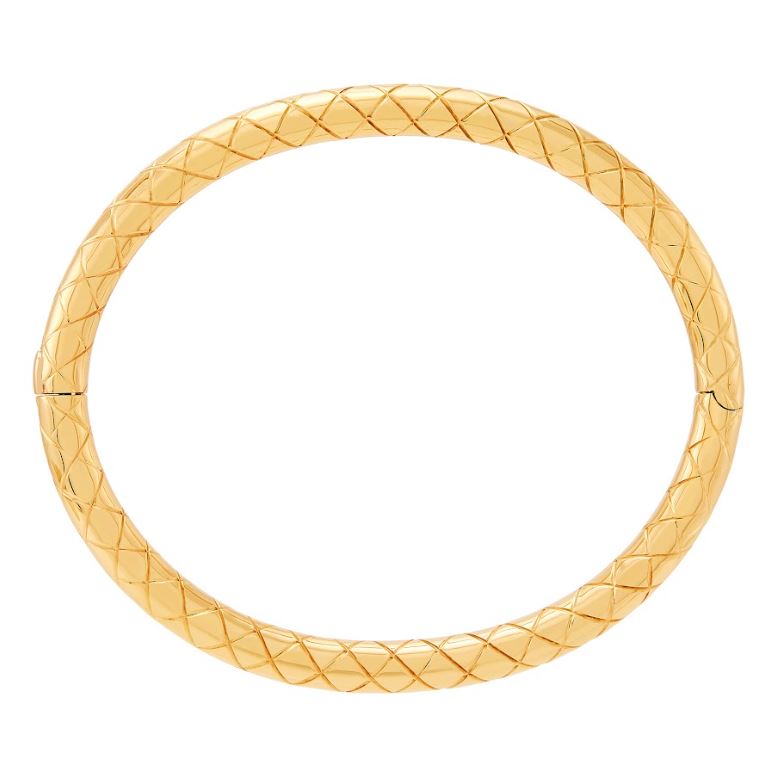 14K yellow gold bracelet with quilted pattern.