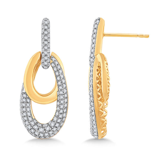 ReMARKable Designs Dangle Natural Diamond Earrings in 14 Karat Yellow Gold with 1.00ctw Round Diamonds