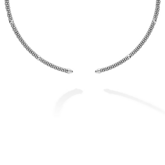 Lagos Signature Caviar Collection Collar Necklace (No Stones) in Stainless Steel White
