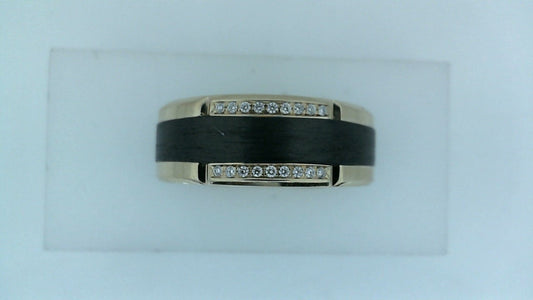 VERRAGIO Men's Natural Diamond Band in 14 Karat Black Yellow Gold with 0.18ctw Round Diamond