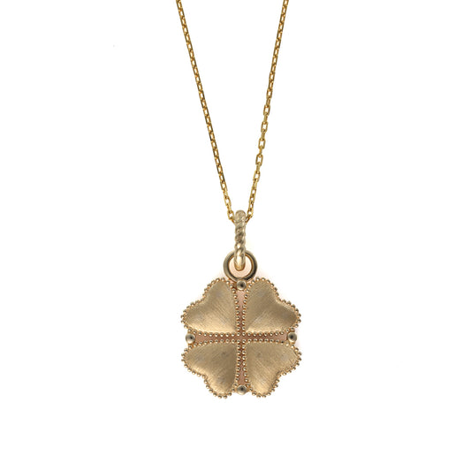 Clover-shaped pendant, 18K white-yellow gold.