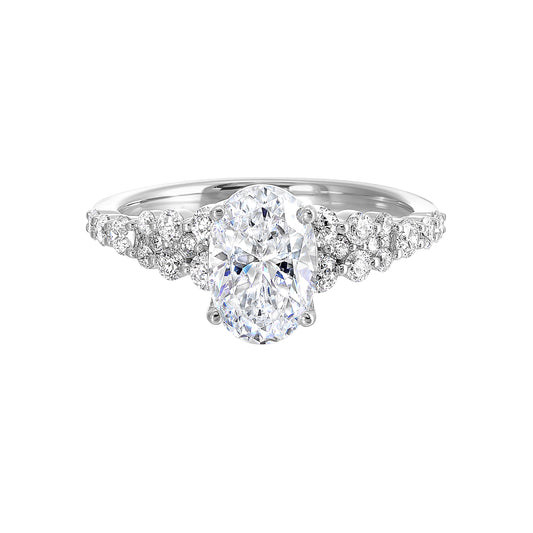 Marks 89 Side Stone Natural Diamond Semi-Mount Engagement Ring in 14 Karat White with 24 Round Diamonds, totaling 0.48ctw