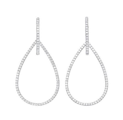 Dangle Natural Diamond Earrings in 10 Karat White with 0.48ctw Round Diamonds