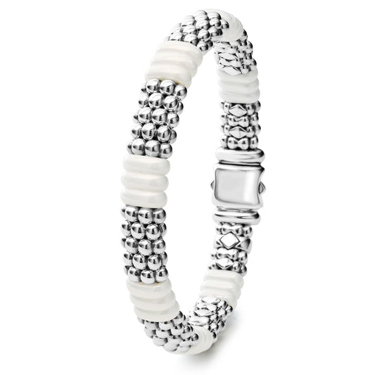 LAGOS White Caviar Collection Bracelet (No Stones) in Sterling Silver - Ceramic White
