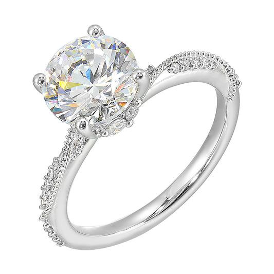 14K white gold ring with diamonds.