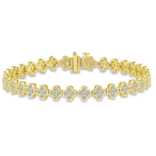 Yellow gold bracelet with round diamonds.