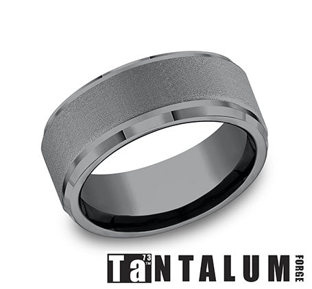 Tantalum black carved band, matte finish.