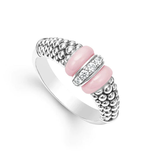 LAGOS Pink Caviar Collection Natural Diamond Ring in Sterling Silver with 0.11ctw Round Diamonds