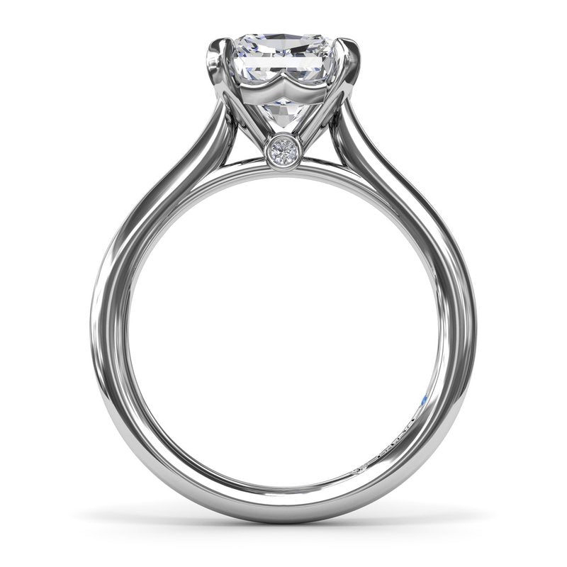 14K white gold diamond semi-mount ring.
