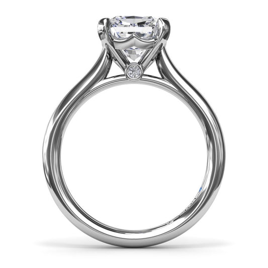 14K white gold diamond semi-mount ring.