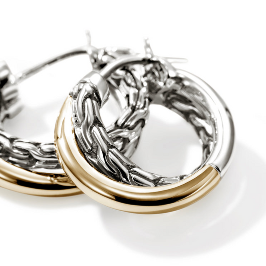 Huggie Earrings (No Stones) in Sterling Silver - 14 Karat White - Yellow