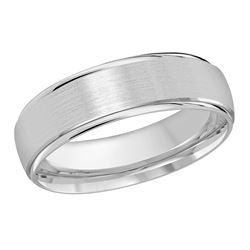 14K white gold carved band, polished satin finish.
