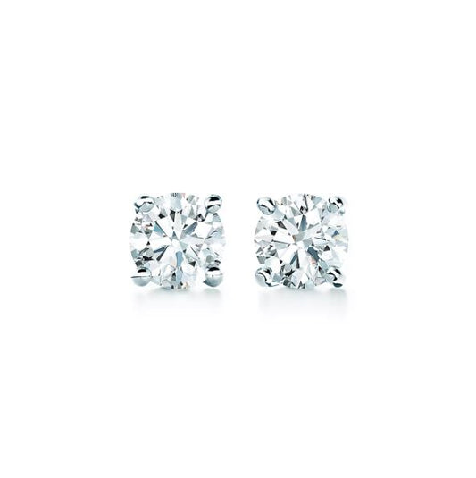 Earth Mined Diamond Studs in 14 Karat White with 2.38ctw H I1-I2 Round Diamonds