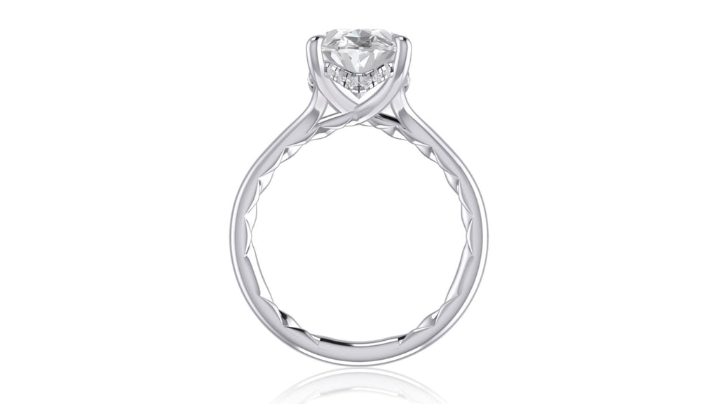 14K white gold ring with round diamonds.