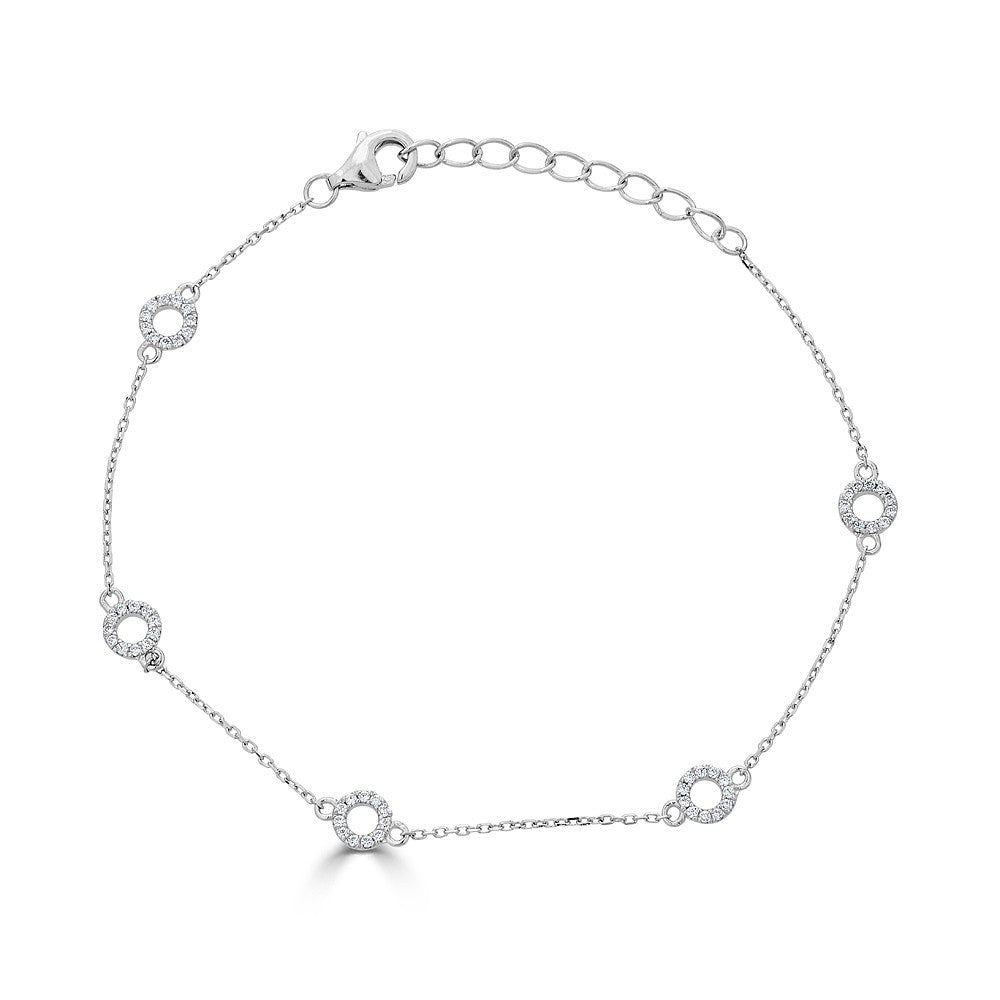 Earth Mined Diamond Bracelet in 14 Karat White with 0.16ctw Round Diamonds