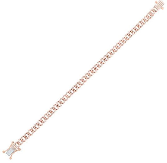 Rose gold Cuban link diamond bracelet.