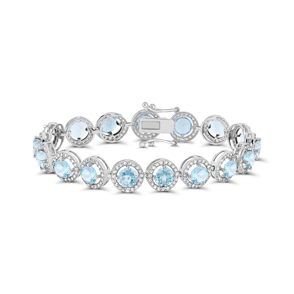 Sterling silver bracelet with blue topazes.