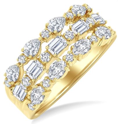 ReMARKable Designs Natural Diamond Band in 14 Karat Yellow Gold with 1.49ctw Various Shapes Diamonds